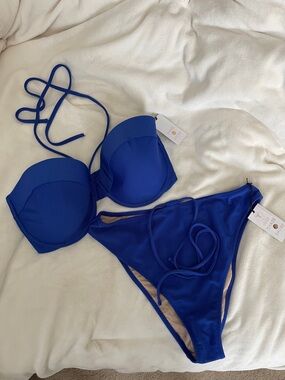 Shade & Shore Blue Ribbed Bikini